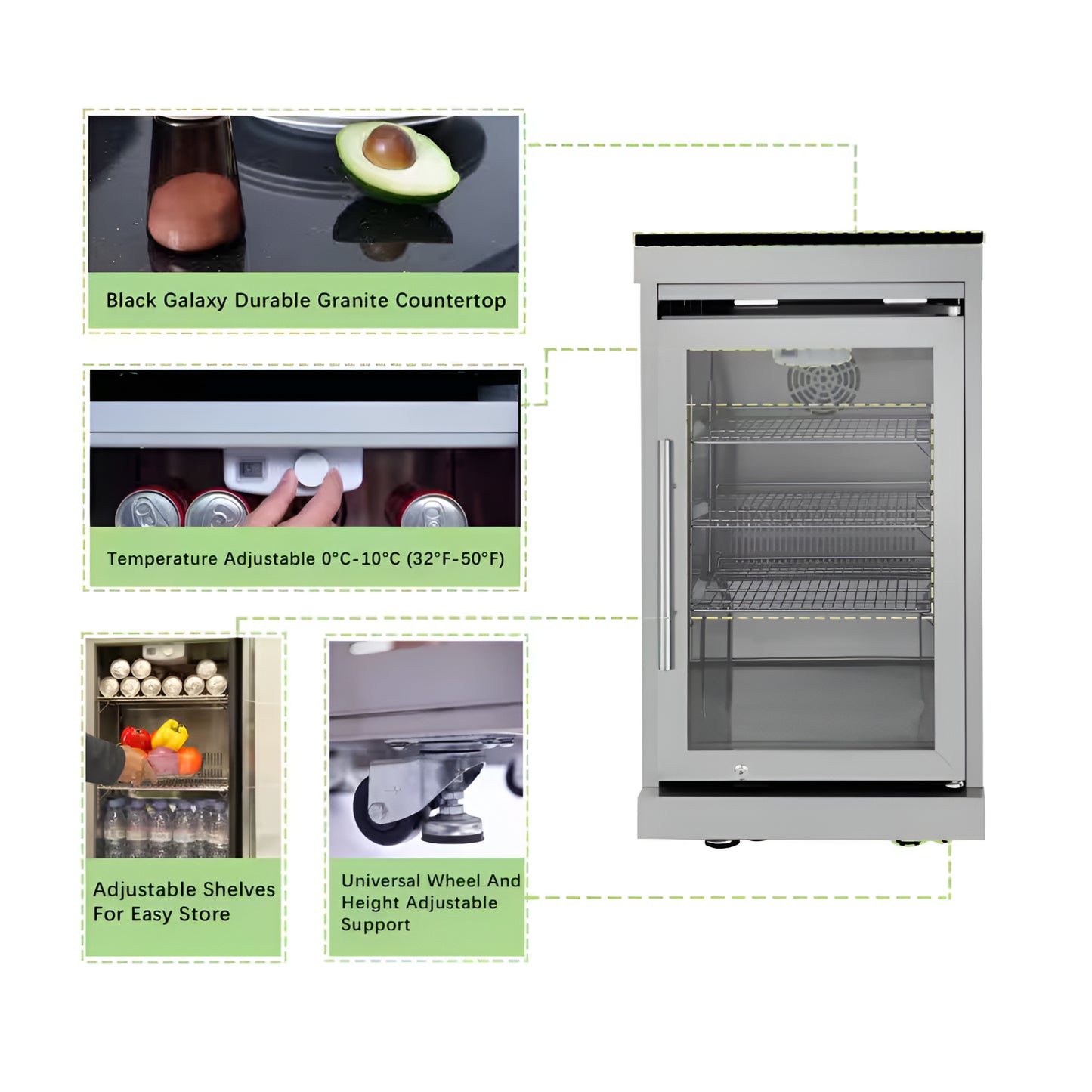 46 In. 4-Burner 72,000 BTU Stainless Steel Outdoor Kitchen BBQ Grill Island, Wine Refrigerator, Rotisserie, in Sliver